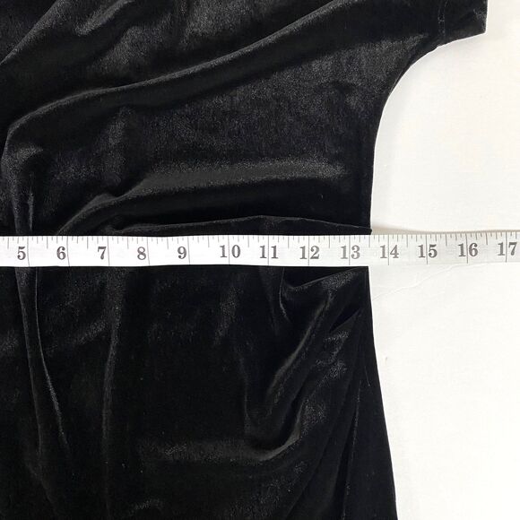 BCBGeneration Velour Ruched Pleated Neckline Mini Dress Womens XS Black Stretch - Picture 10 of 16